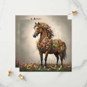 Petals And Hooves:  Brown Horse Fantasy Garden,  Save The Date