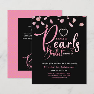 PETALS AND PEARLS Pink Black Chic Bridal Shower