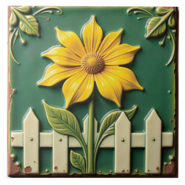 Petals and Pickets Ceramic Tile (Front)