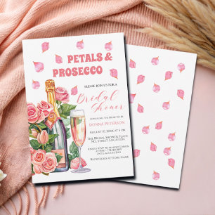 Petals and Prosecco Bottle Roses Bridal Shower Invitation