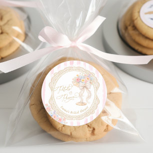 Petals and Prosecco Bridal Shower Classic Round Sticker