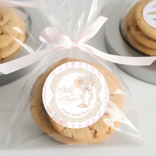 Petals and Prosecco Bridal Shower Classic Round Sticker (Creator Uploaded)