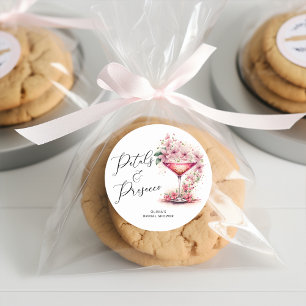 Petals and Prosecco Bridal Shower Favour Classic Round Sticker