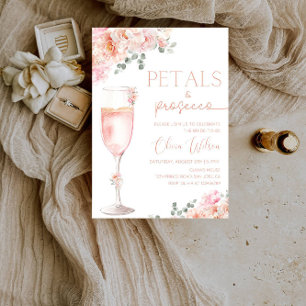 Petals and Prosecco Bridal Shower-Floral Champagne Invitation
