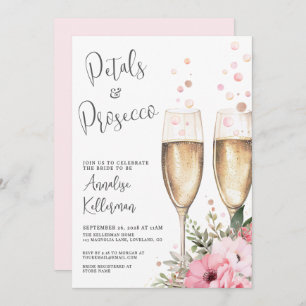 Petals And Prosecco Bridal Shower Invitation