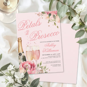Petals And Prosecco Bridal Shower Invitation