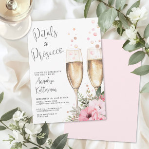 Petals And Prosecco Bridal Shower Invitation