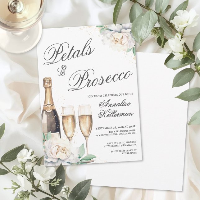 Petals And Prosecco Bridal Shower Invitation (Petals And Prosecco Bridal Shower Invitation)