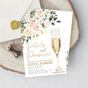 Petals and Prosecco Bridal Shower Invitation Gold