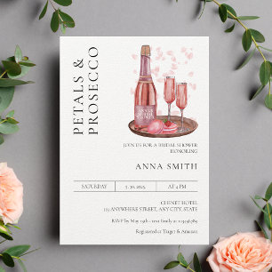 Petals and Prosecco Bridal Shower Modern Minimal Invitation
