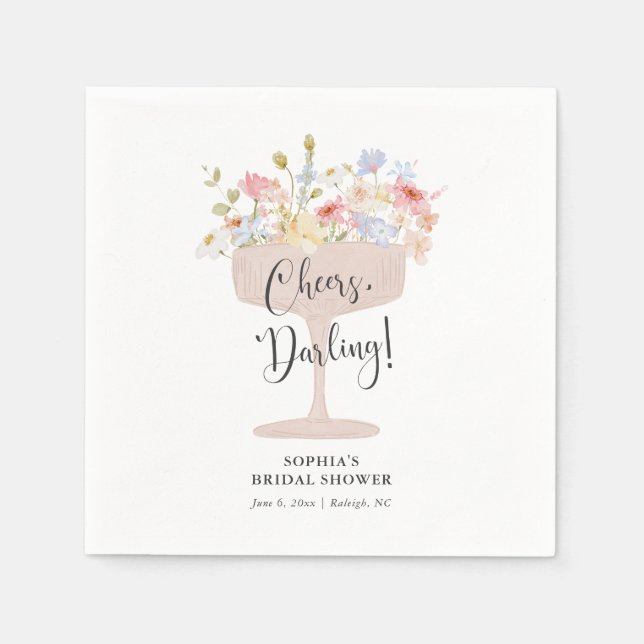 Petals and Prosecco Bridal Shower Napkin (Front)