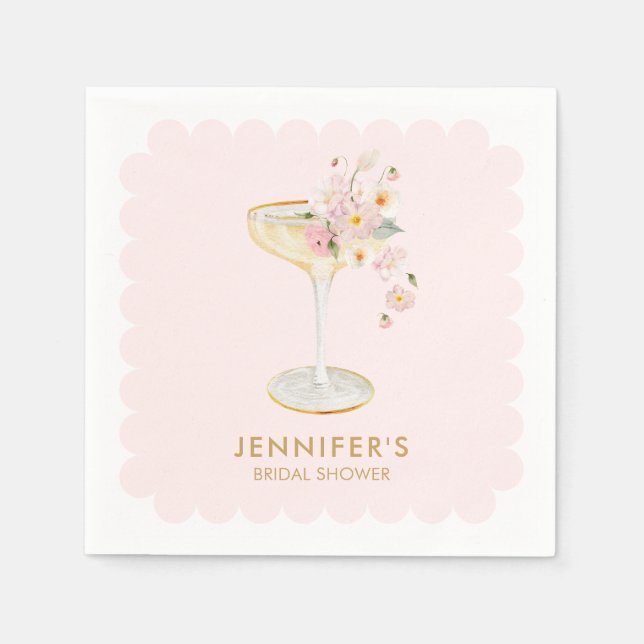 Petals and Prosecco Bridal Shower Napkin (Front)