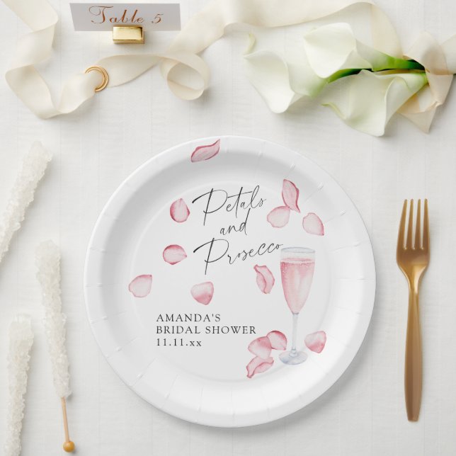 Petals and Prosecco Bridal Shower Paper Plate (Wedding)