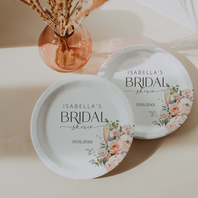 Petals And Prosecco Bridal Shower  Paper Plate (Creator Uploaded)