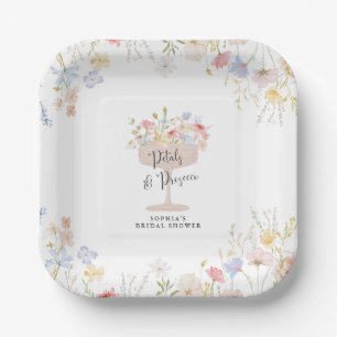 Petals and Prosecco Bridal Shower Paper Plate