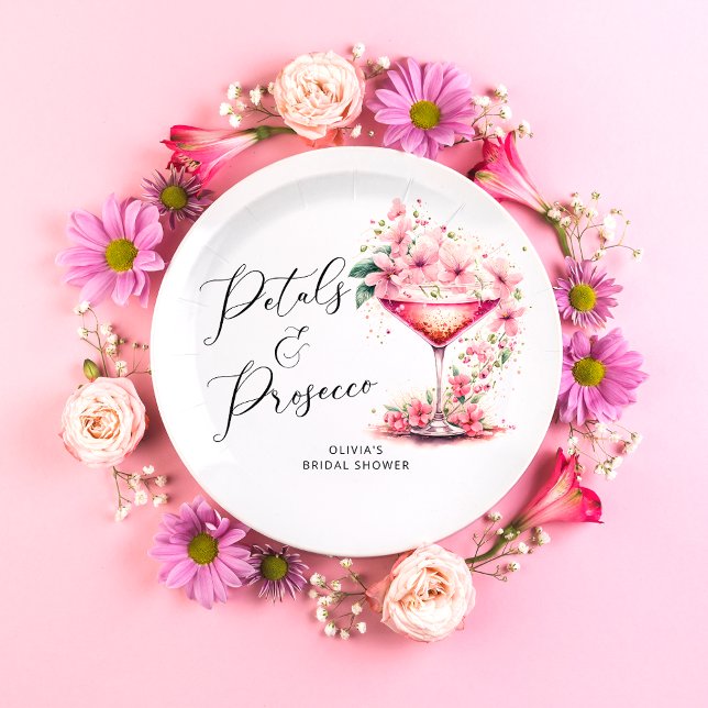 Petals and Prosecco Bridal Shower Paper Plates (Creator Uploaded)