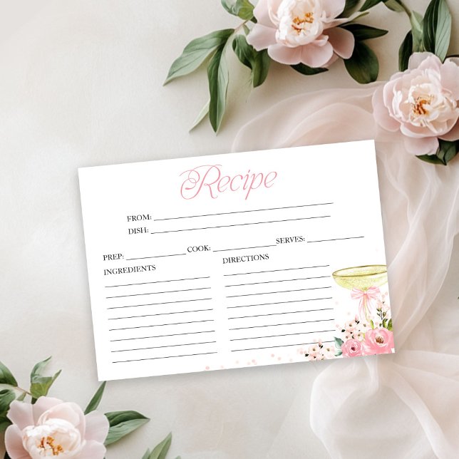 Petals And Prosecco Bridal Shower Recipe Card (Creator Uploaded)