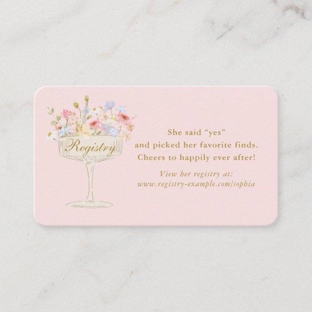 Petals and Prosecco Bridal Shower Registry Insert  (Front)