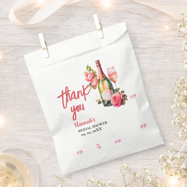 Petals And Prosecco Bridal Shower Thank you Favour Bag (Clipped)