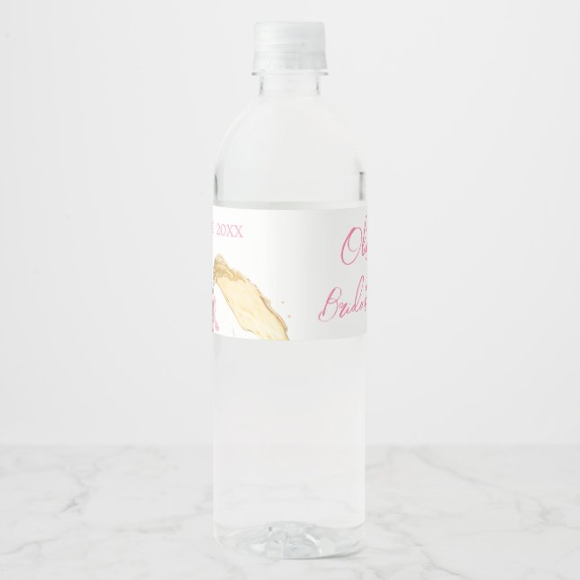 Petals and Prosecco Bridal Shower Water Bottle Label (Front)