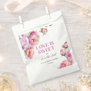 Petals and prosecco bright pink love is sweet favour bag