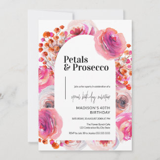 Petals and Prosecco | Elegant 40th Birthday Invitation