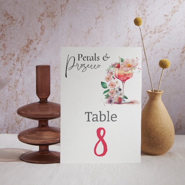 Petals and Prosecco Floral Bridal Shower Brunch Table Number (Creator Uploaded)