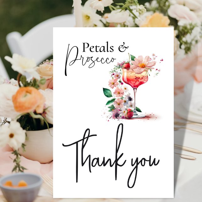Petals and Prosecco Floral Bridal Shower Brunch Thank You Card (Creator Uploaded)