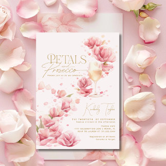 Petals and Prosecco Floral Champagne Bridal Shower Invitation