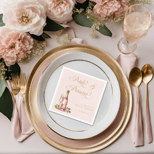 Petals and Prosecco Floral Elegant Bridal Shower Napkin