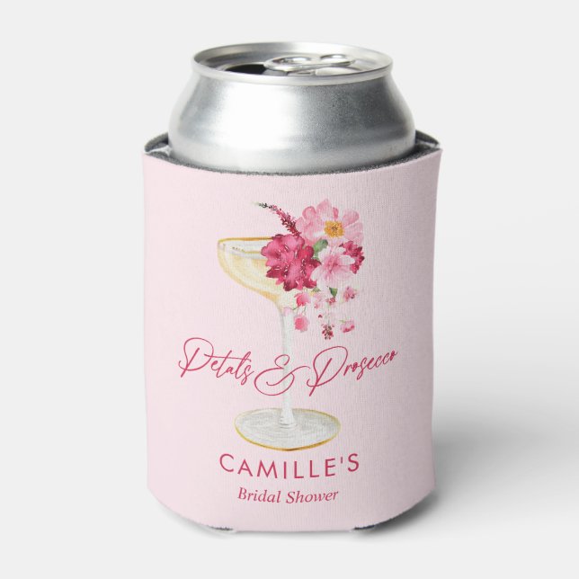 Petals and Prosecco Garden Bridal Can Cooler (Can Front)
