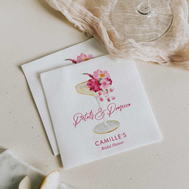 Petals and Prosecco Garden Bridal Napkin (Petals and Prosecco Bridal Shower Customized Paper Napkins)