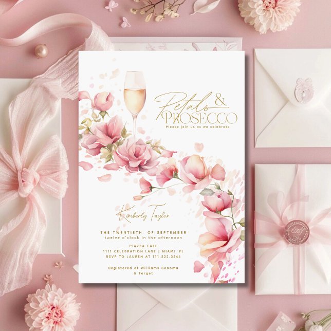 Petals and Prosecco Garden Floral Bridal Shower Invitation (Creator Uploaded)