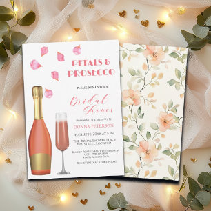 Petals and Prosecco Gold Bottle Bridal Shower Invitation