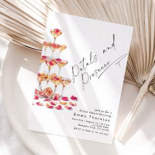 Petals and Prosecco minimal Modern Bridal Shower Invitation
