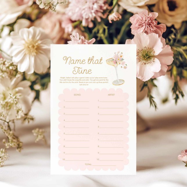 Petals and Prosecco Name that Tune Game (Blush Pink Name that Tune Petals and Prosecco Bridal Shower Game)