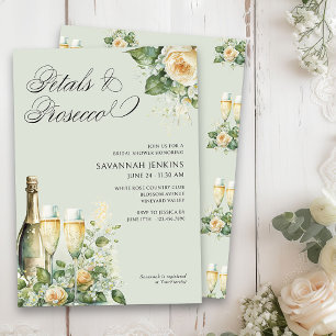 Petals and Prosecco Peach Roses Bridal Shower Invitation
