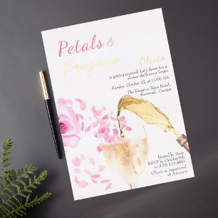 Petals and Prosecco Pink  Bridal Shower Invitation