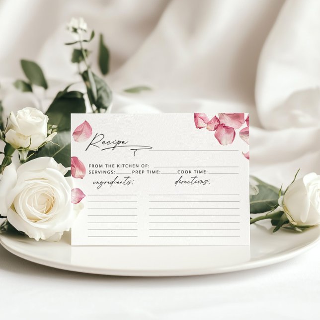 Petals and Prosecco Pink Bridal Shower Recipe card (Creator Uploaded)
