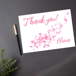 Petals and Prosecco Pink Bridal Shower Thank You Card