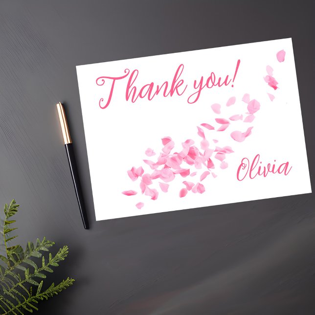 Petals and Prosecco Pink Bridal Shower Thank You Card (Creator Uploaded)