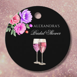 Petals and Prosecco Pink Bridal Shower Thank You Favour Tags