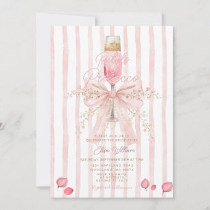 Petals and Prosecco Pink Floral Champagne bridal Invitation