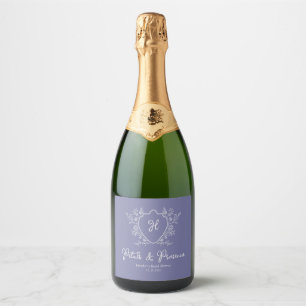 Petals and Prosecco Regency Purple Bridal Shower Sparkling Wine Label