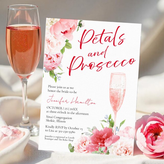 Petals and Prosecco |  Watercolor Bridal Shower Invitation (Creator Uploaded)