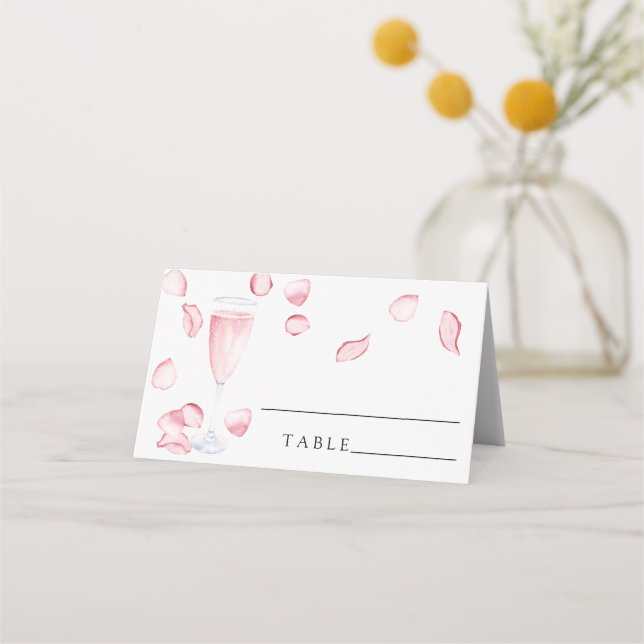 Petals and prosecco - wedding place cards (Front)