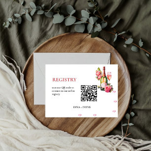 Petals And Prosecco Wedding registry QR CODE Enclosure Card