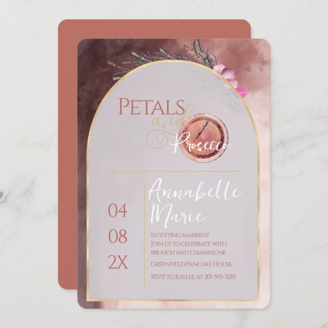 Petals and Prosecco Wedding Shower Save The Date (Front/Back)