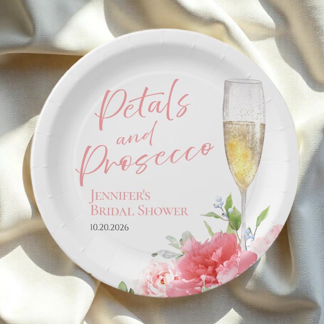 Petals and Prosecco | Wild Garden Bridal Shower Paper Plate (Creator Uploaded)