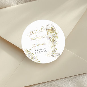 Petals and Prosecco Wildflowers Bridal Shower  Classic Round Sticker